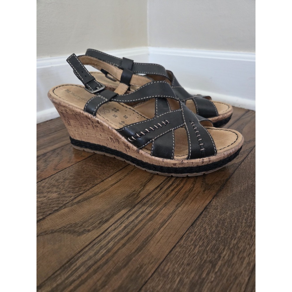 Naturalizer N5 Comfort Leather Wedge Sandalsโ Womens 9w Norma Classic Comfort